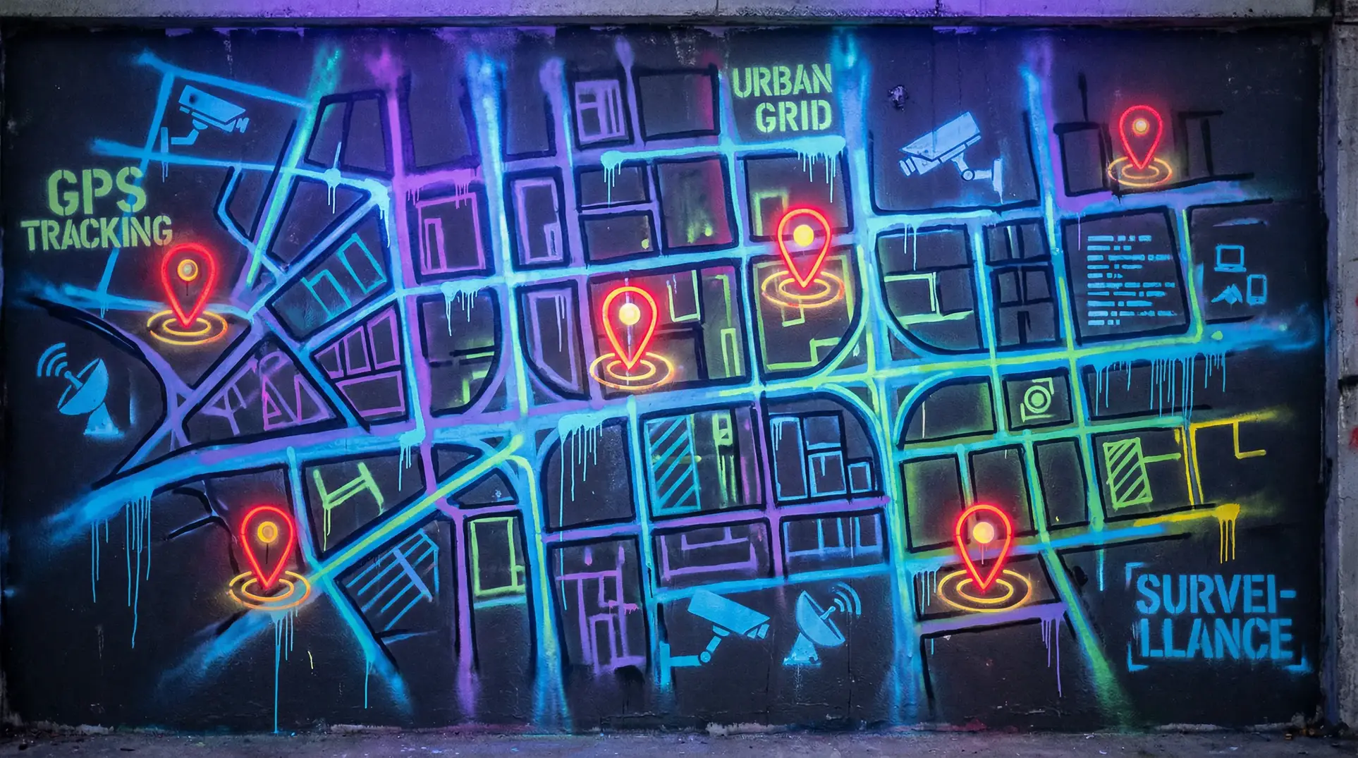 草逼视频 狗仔追踪地图 - 城市涂鸦风格